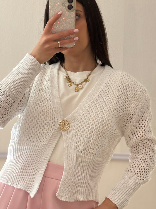 CARDIGAN TRAFORATO BIANCO