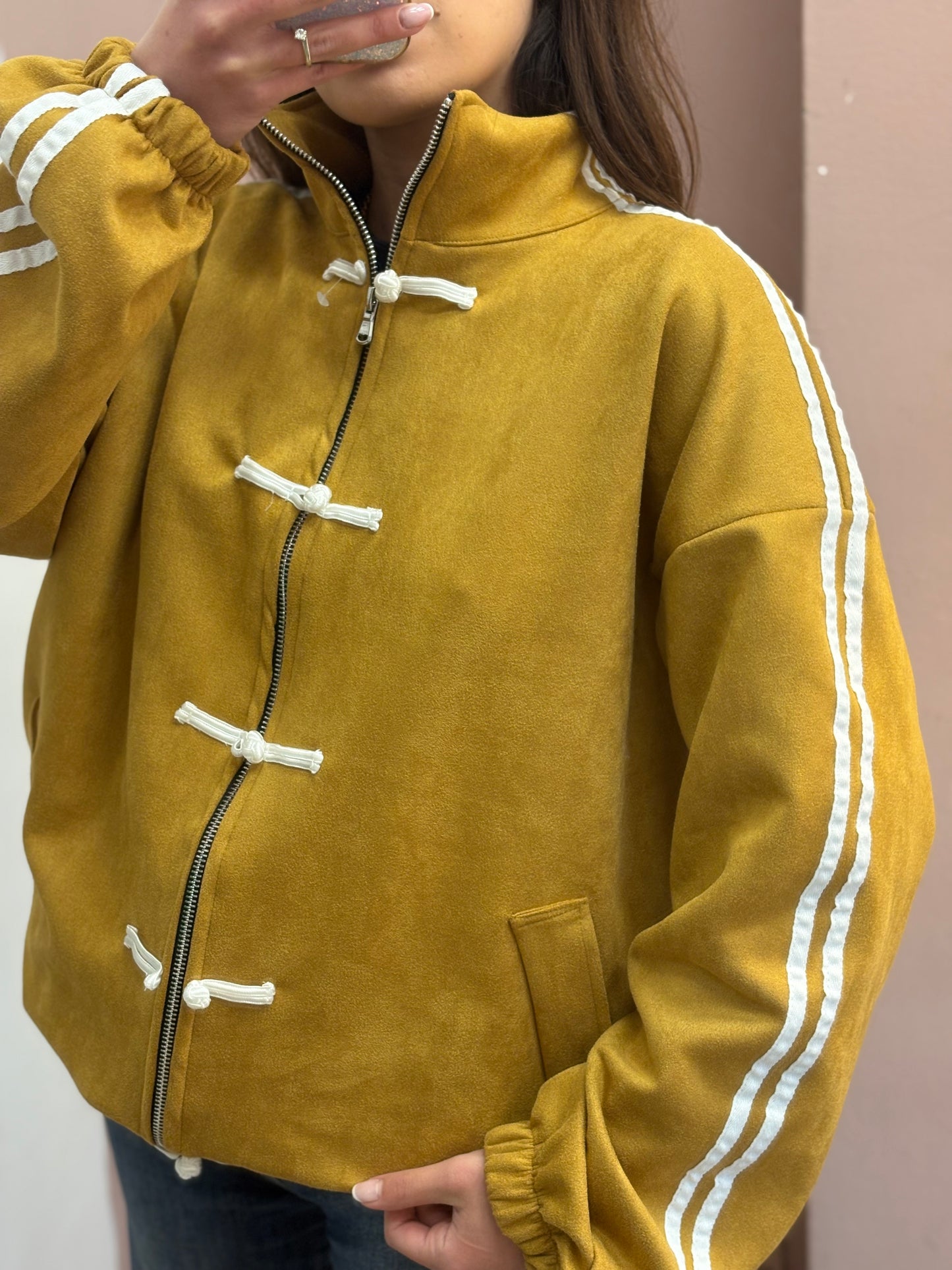 FELPA ZIP CON COLLO ALTO