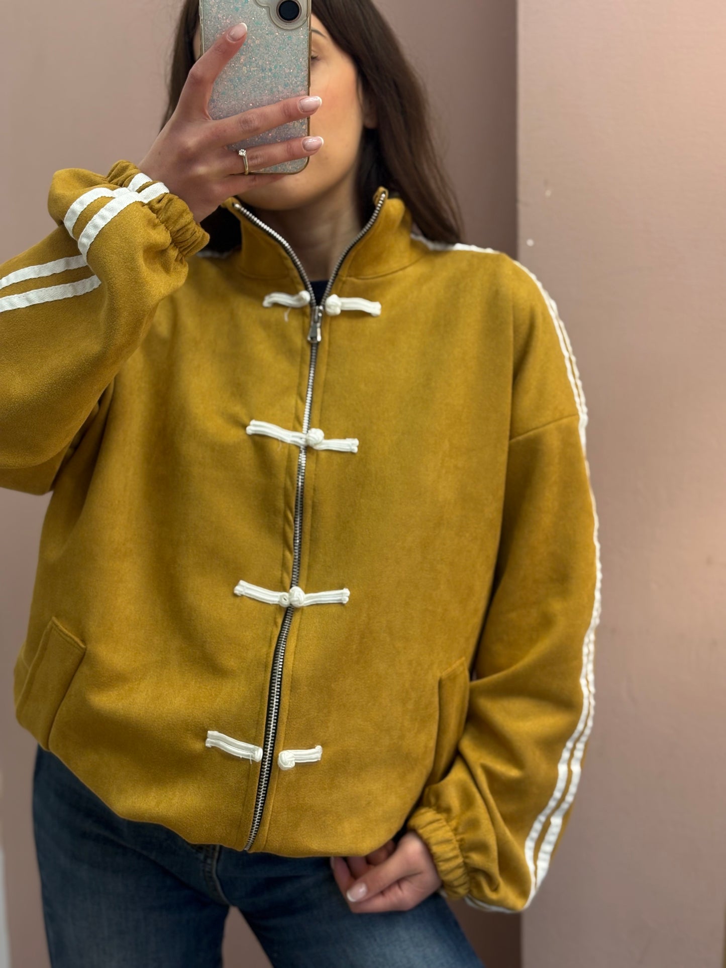 FELPA ZIP CON COLLO ALTO