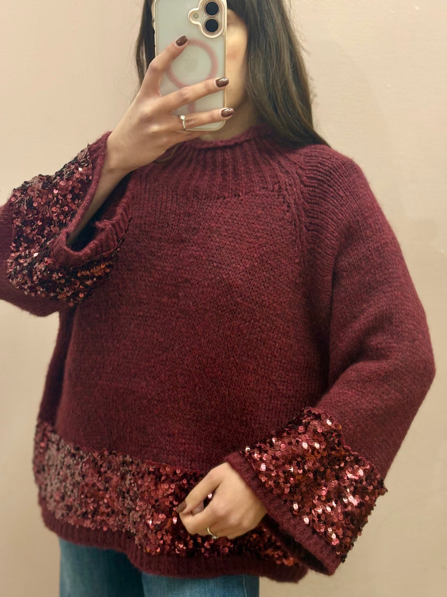 MAGLIONE STRASS BURGUNDY