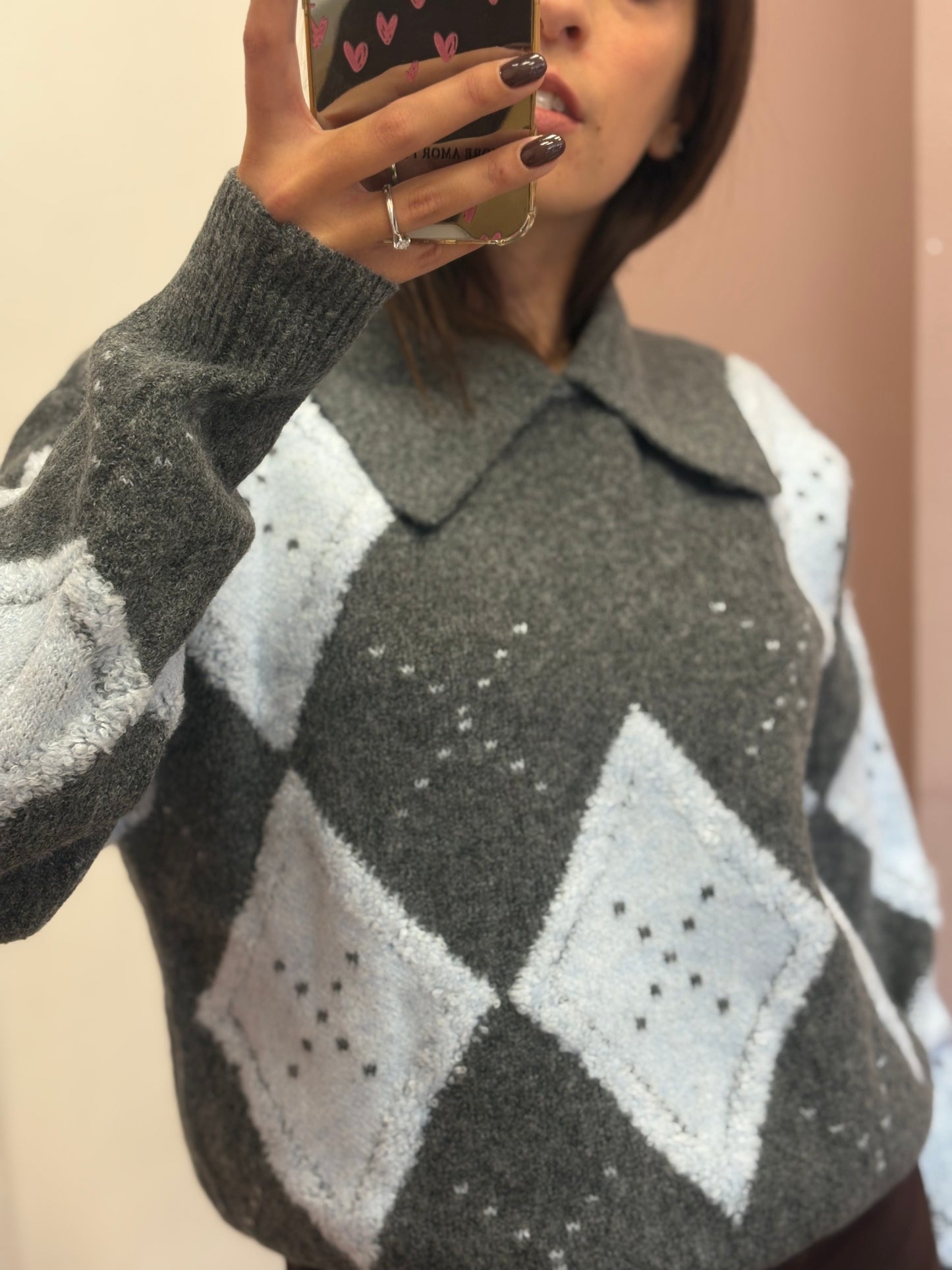 MAGLIONE ROMBI AZZURRO