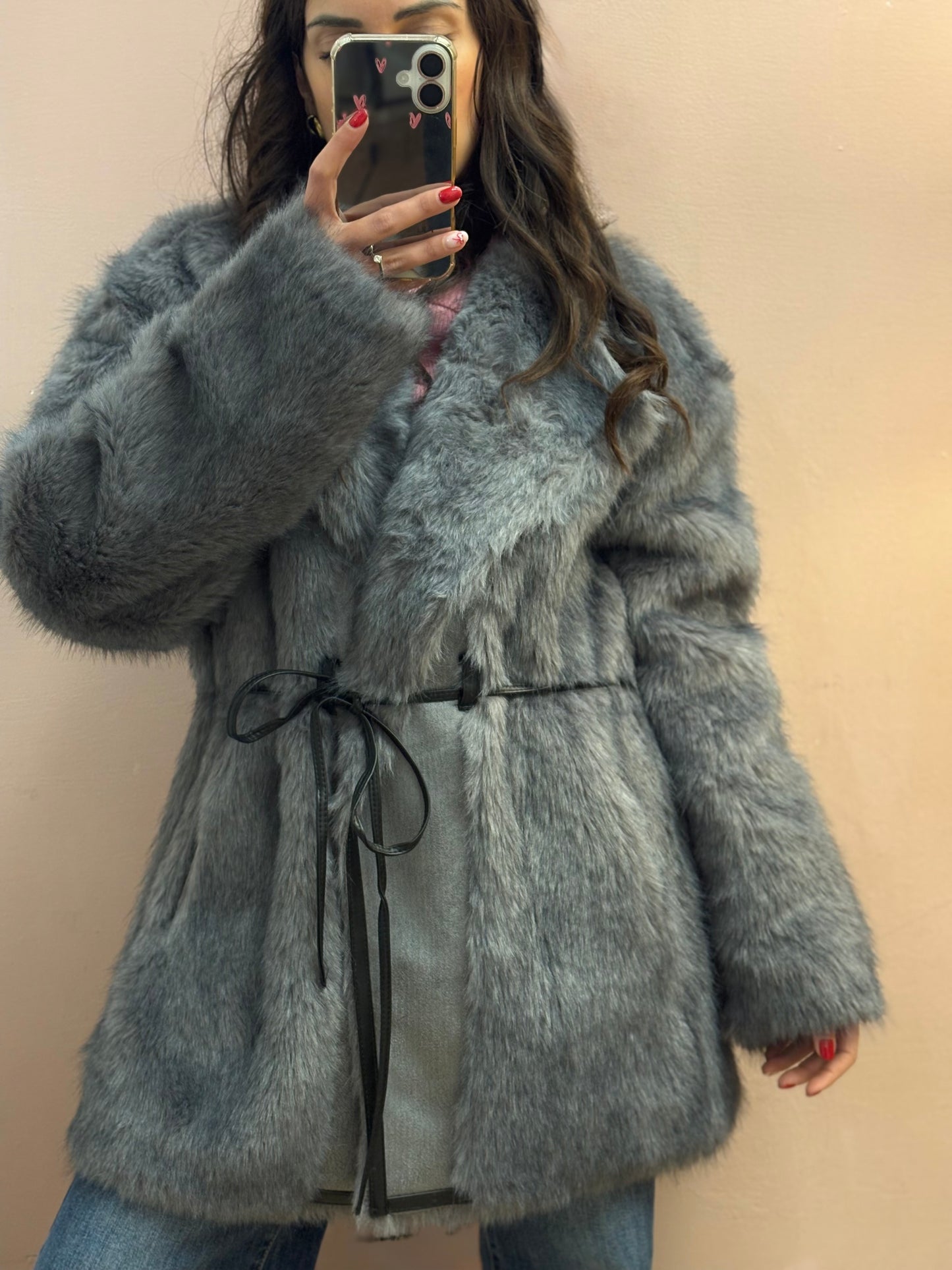 CAPPOTTO PELLICCIA GRIGIO