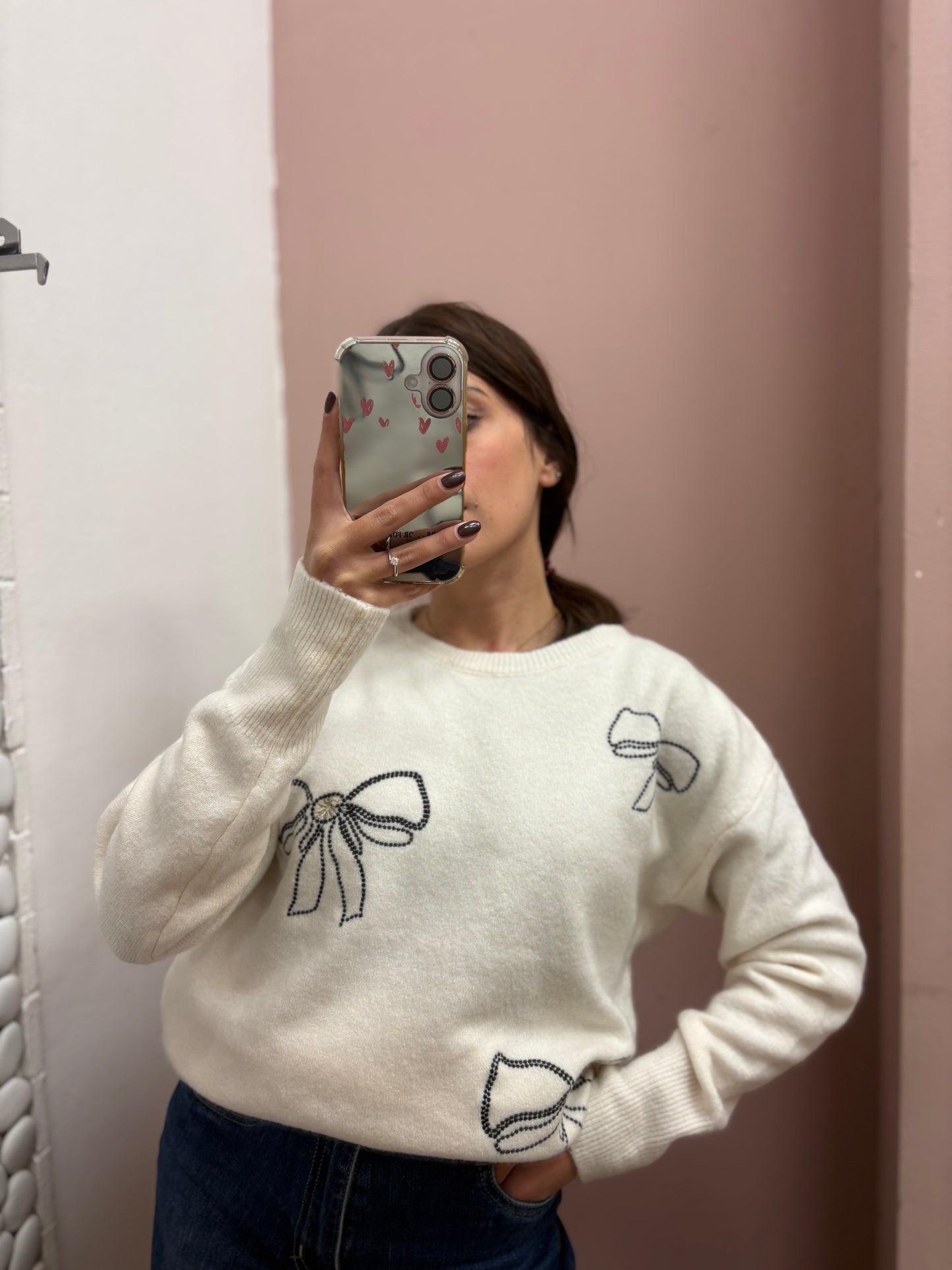 MAGLIONE FIOCCHI BIANCO