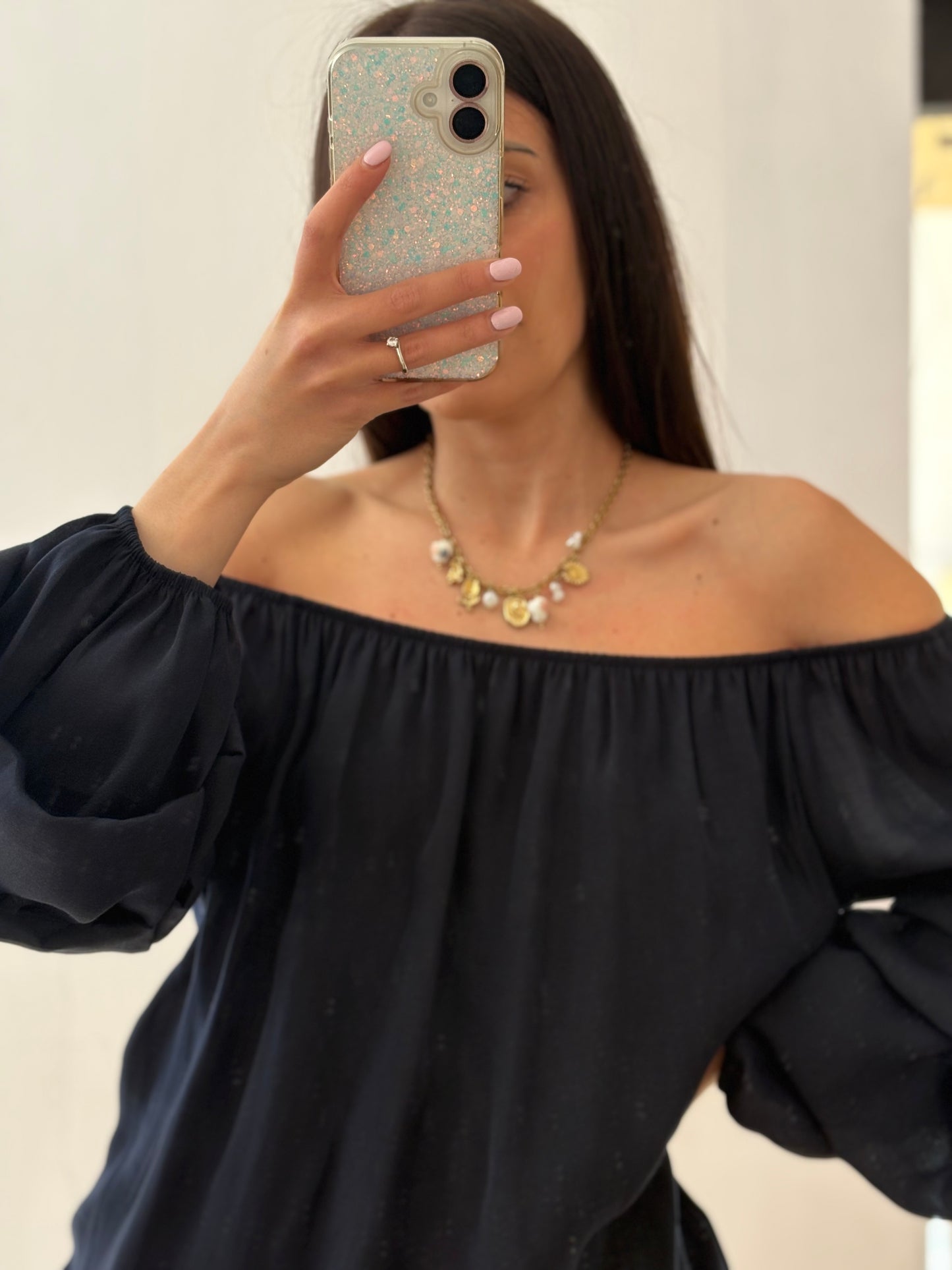 TOP BLU SCOLLO A BARCA