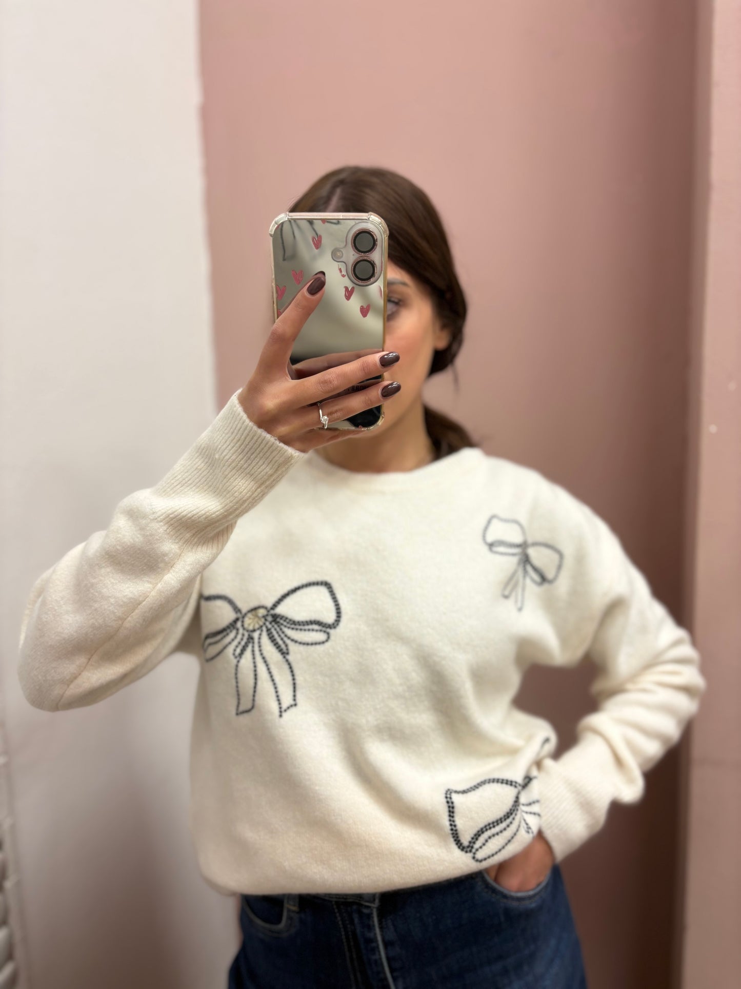 MAGLIONE FIOCCHI BIANCO