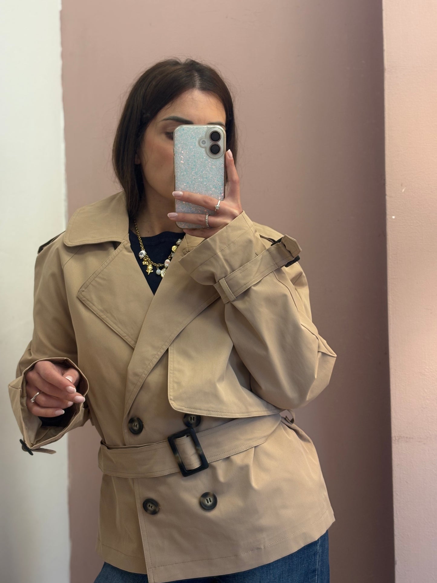 TRENCH CORTO BEIGE