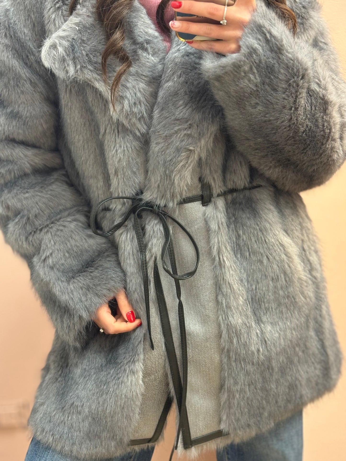 CAPPOTTO PELLICCIA GRIGIO