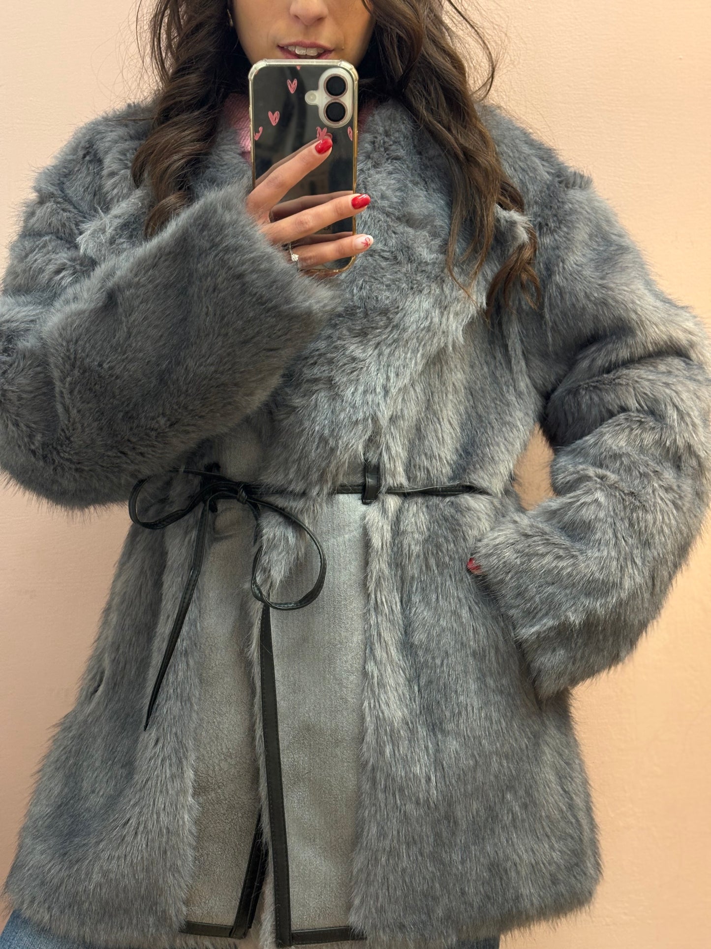 CAPPOTTO PELLICCIA GRIGIO