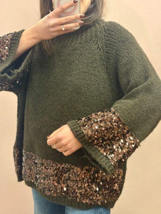 MAGLIONE STRASS MARRONE