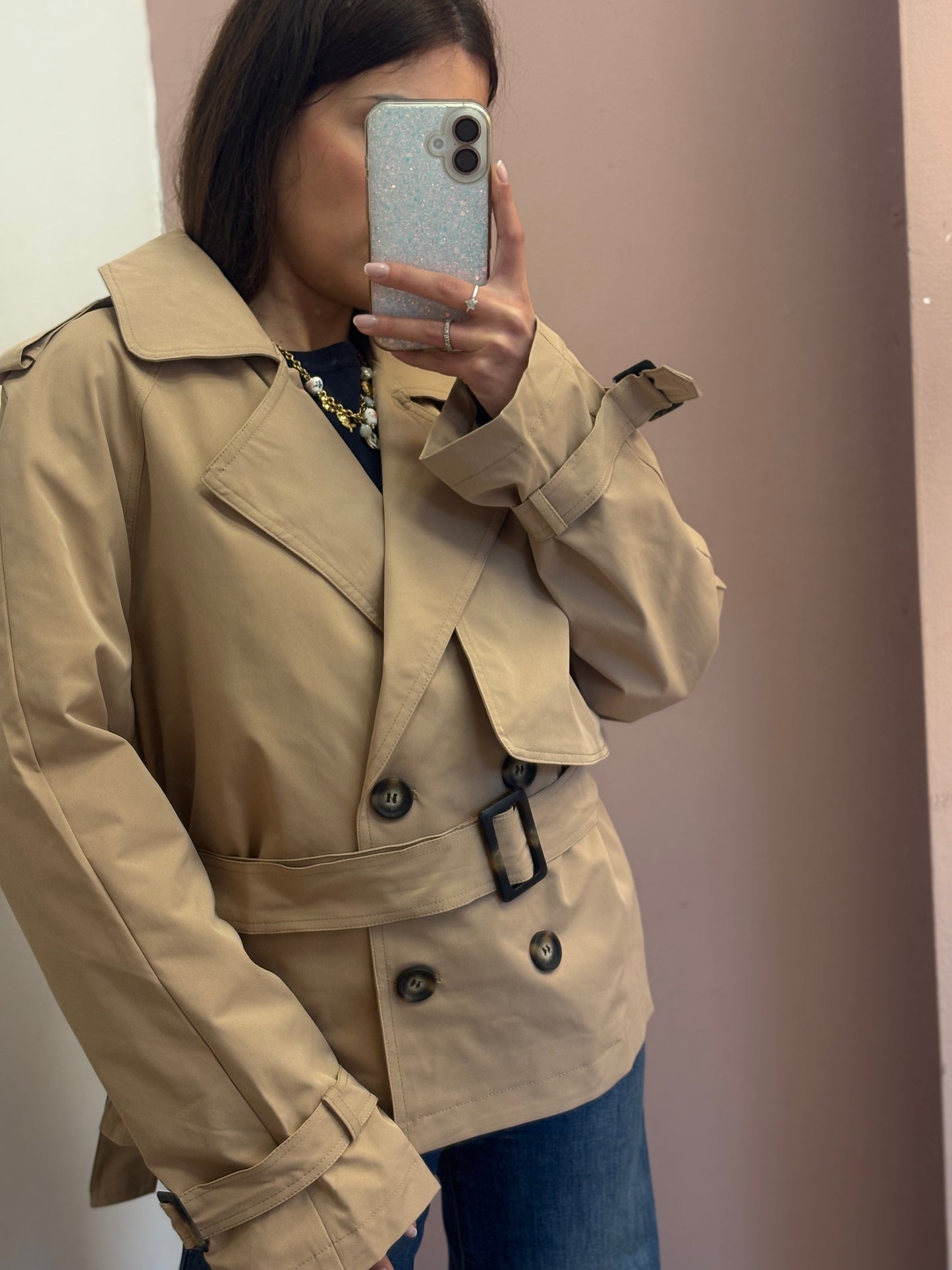 TRENCH CORTO BEIGE