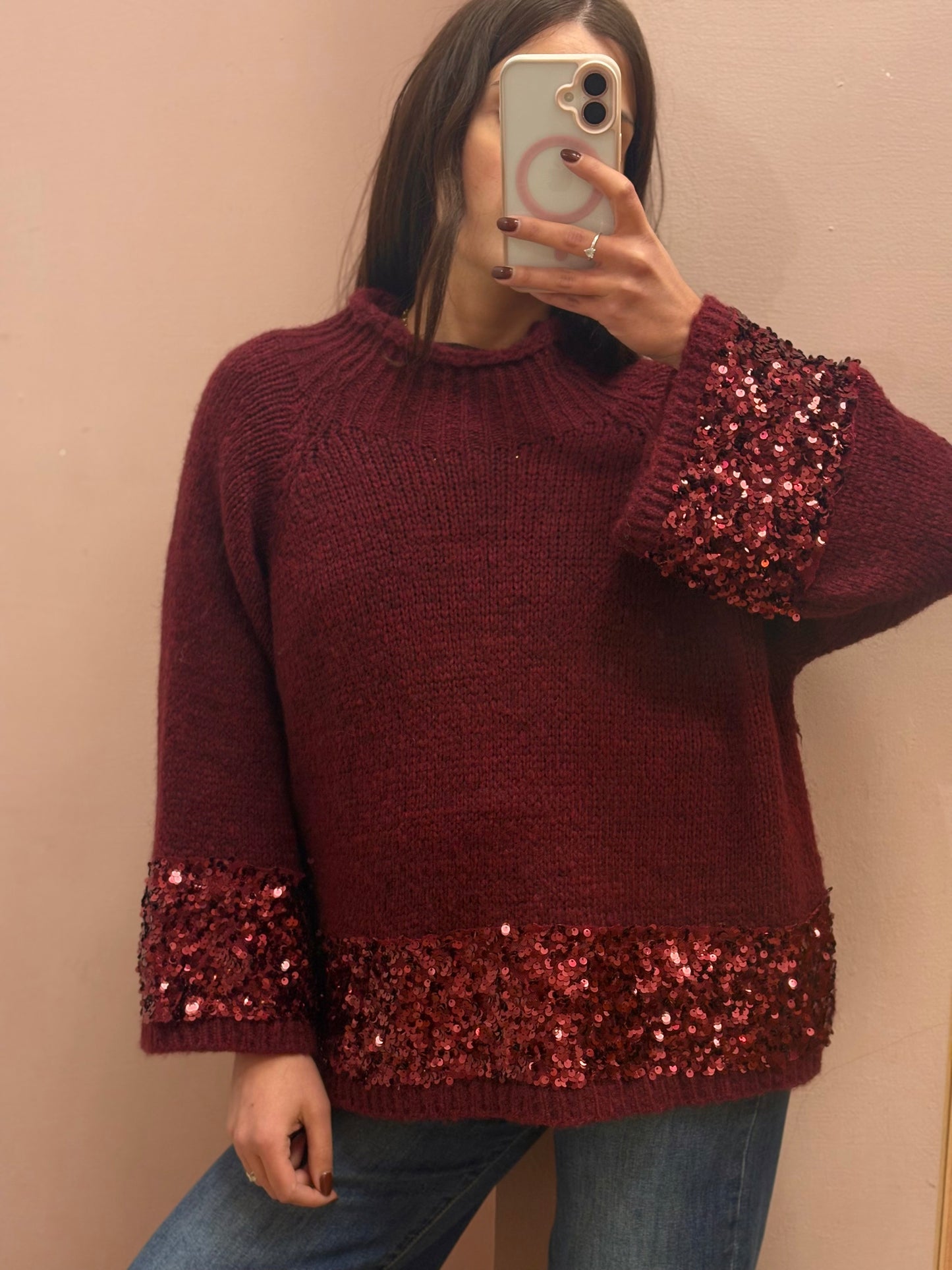 MAGLIONE STRASS BURGUNDY