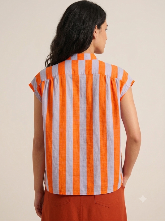CAMICIA A RIGHE LILLA E ARANCIO