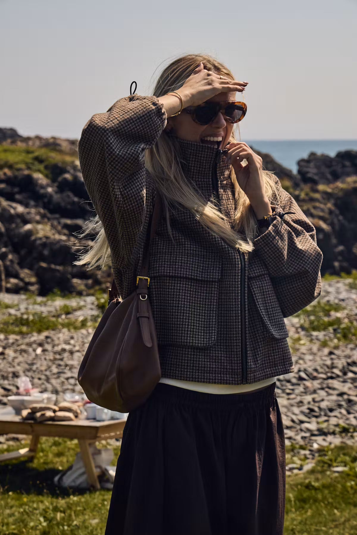 GIACCA BROWN CHECK ICHI