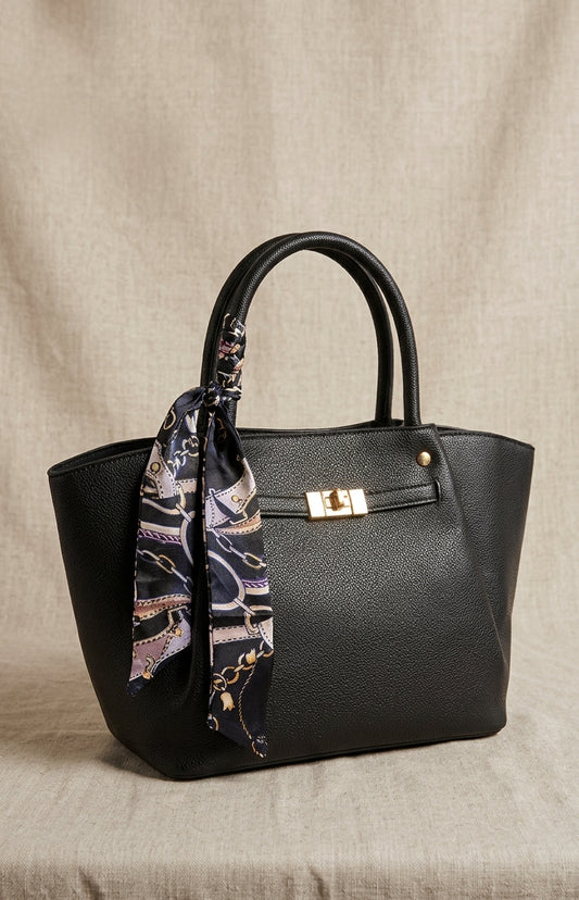 BORSA NERA CON FOULARD